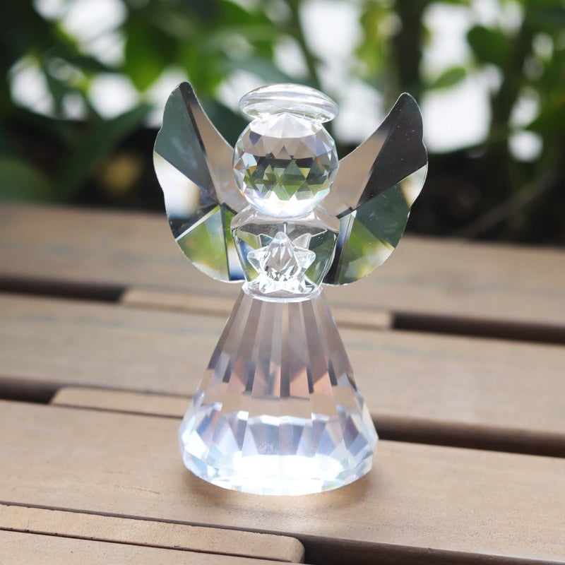 LONGWIN Crystal Angel Figurine Christmas Decorative Clear Glass Home Decor Ornaments Collecible Gift Idea - Image 5
